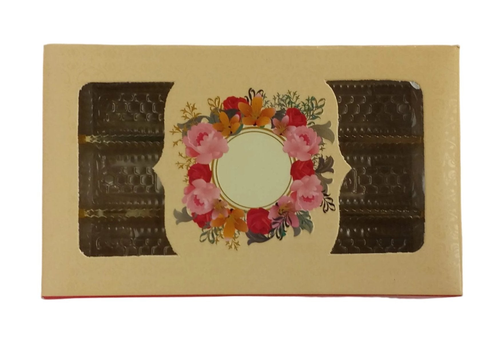 Fancy Design Empty Sweet Boxes (Cream - 3 Patition) - 1/2 Kg