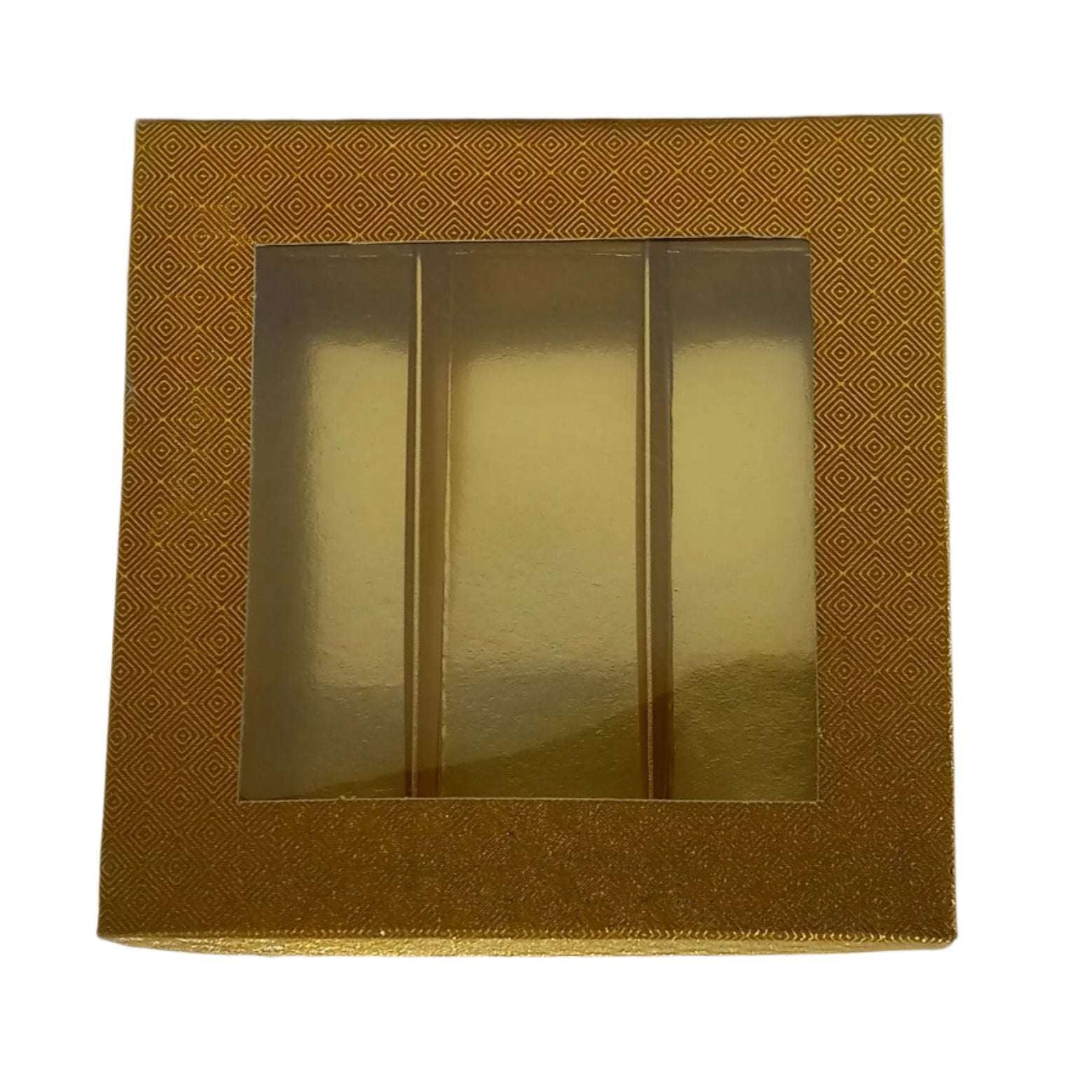 Fancy Design Sweets Boxes in Shimmer Golden W/ Window - 1/4 Kg