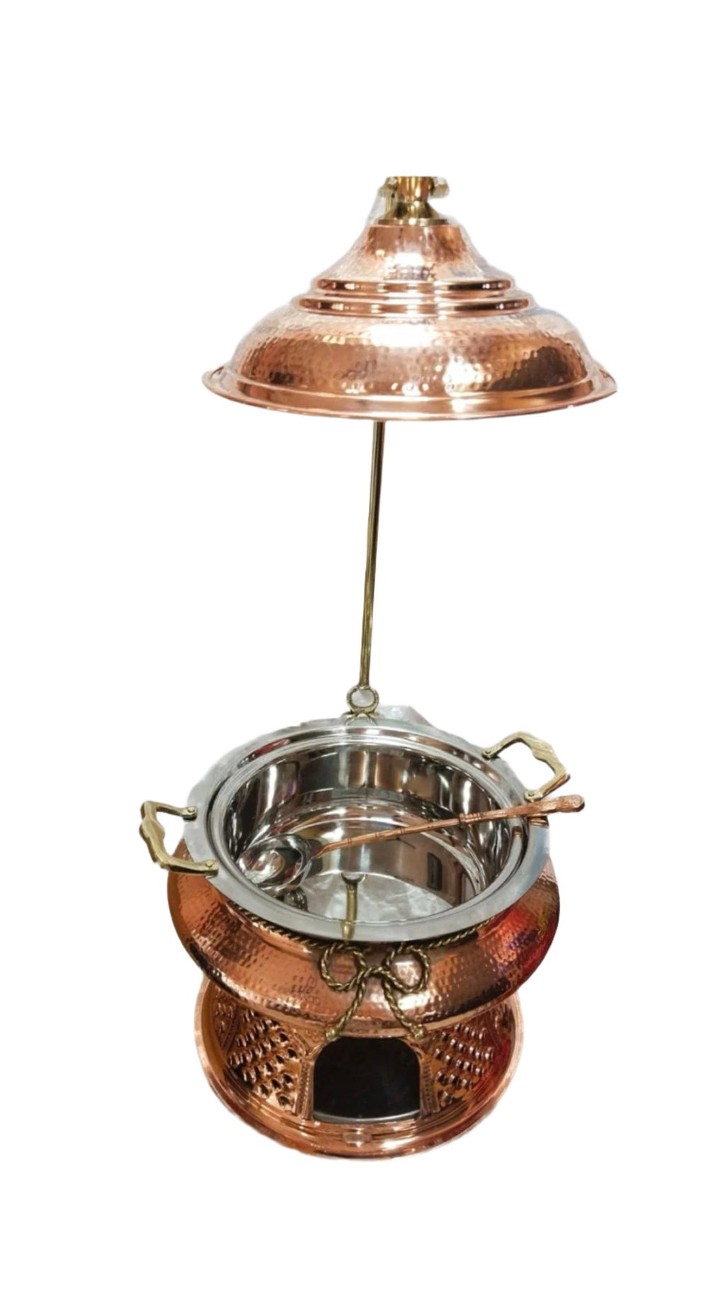 Stainless Steel Copper Aristocrat Style Chafing Dish W/Hanger for Server ware - 7.5 Ltr
