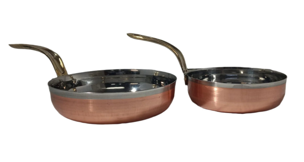 Copper Stainless Steel Mini Fry Pan Serving ware (Plain) - 2 Sizes