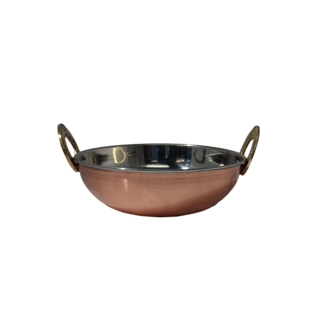 Copper Stainless steel Kadai serving ware (Plain) - 3 Sizes