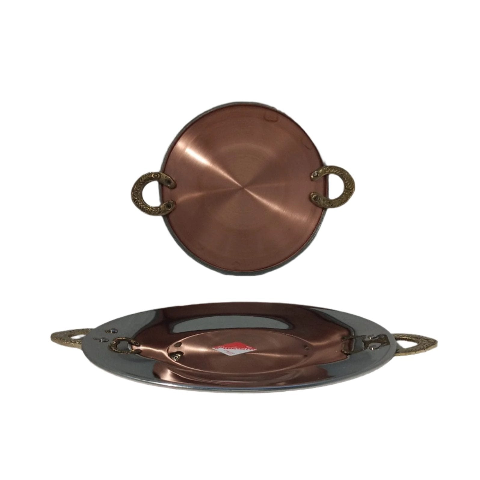 Copper Stainless Steel Tawa for Serving Ware (Plain) - 2 Sizes