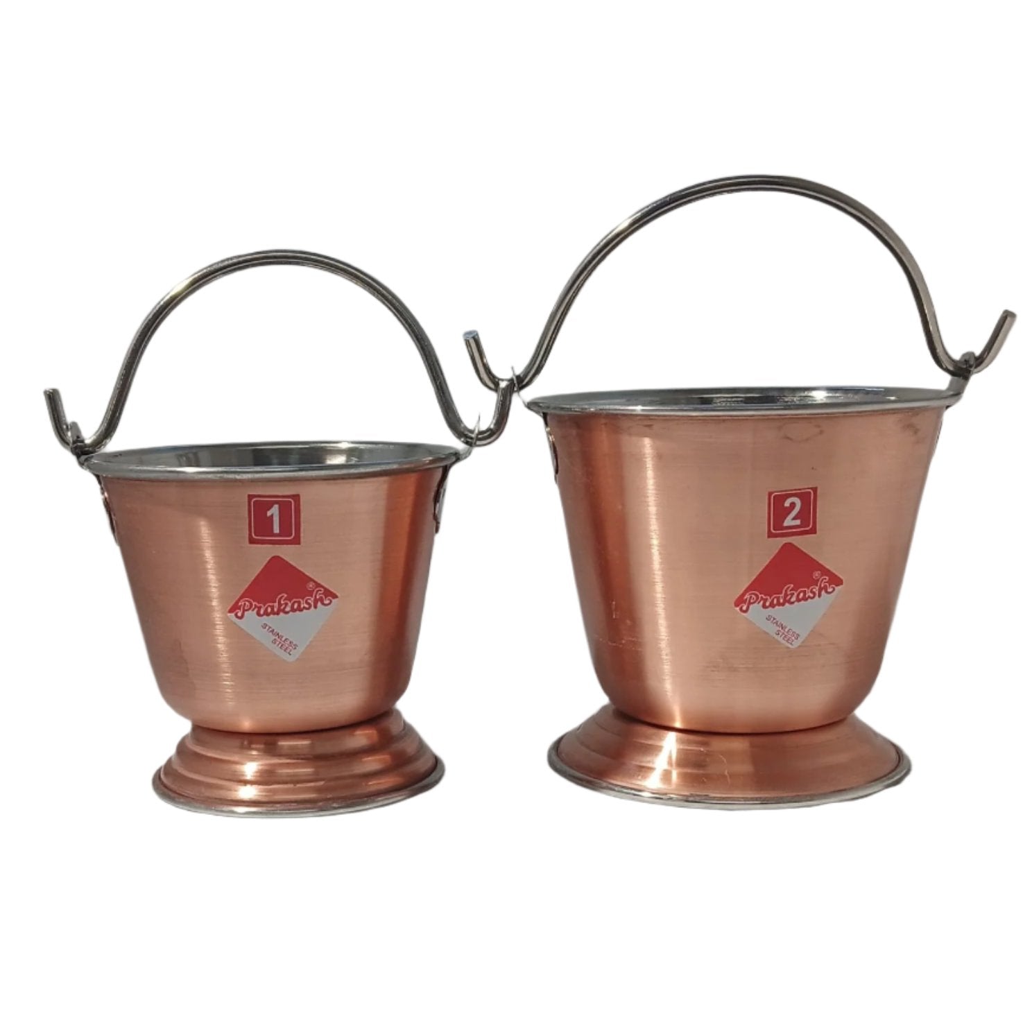 Copper Stainless Steel Bucket (Balti) Serving Ware (Plain) - 2 Sizes