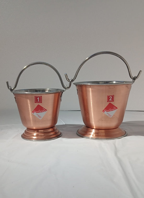 Copper Stainless Steel Bucket (Balti) Serving Ware (Plain) - 2 Sizes