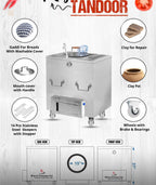 NSF Certified Commercial Tandoor Oven with Trolley - 34" x 34" x 37"