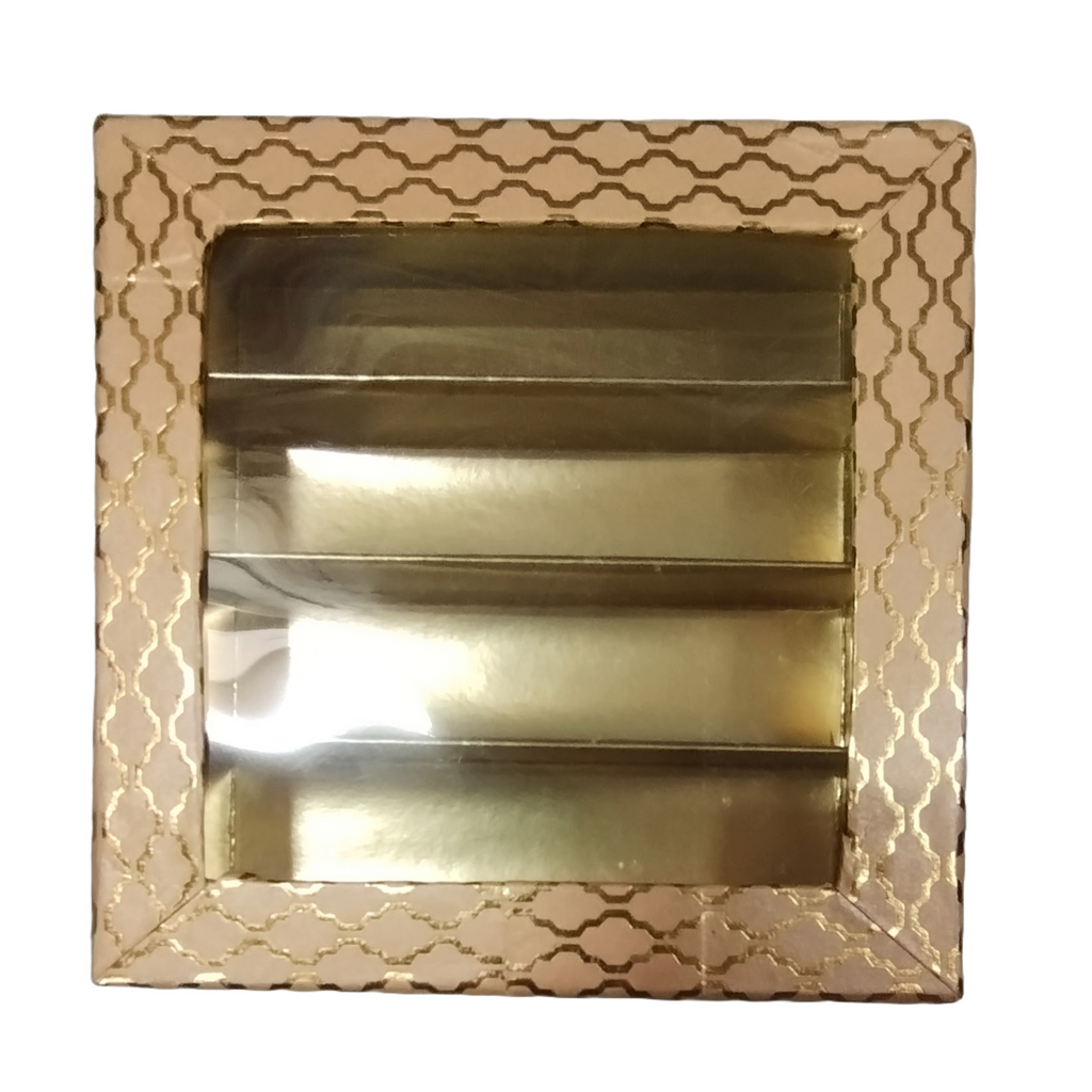 Peach Golden Design Square Empty Sweet Boxes - 500 Gm