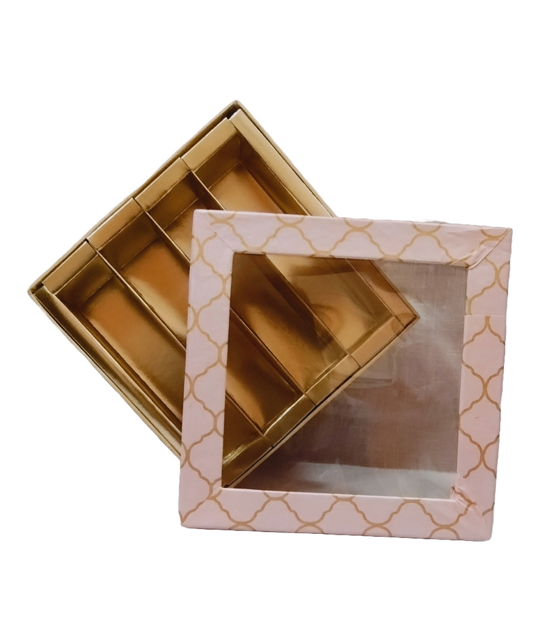 Baby Pink Design Square Empty Sweet Boxes - 500 Gm