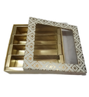 White Golden Design Square Empty Sweet Boxes - 500 Gm