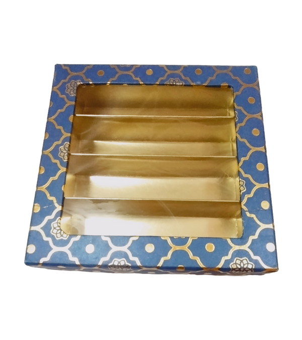 Blue Golden Design Square Empty Sweet Boxes - 500 Gm