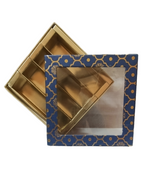 Blue Golden Design Square Empty Sweet Boxes - 500 Gm
