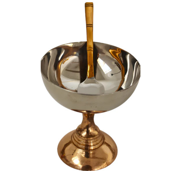 Copper & Stainless Steel Ice Cream Bowl with Spoon
