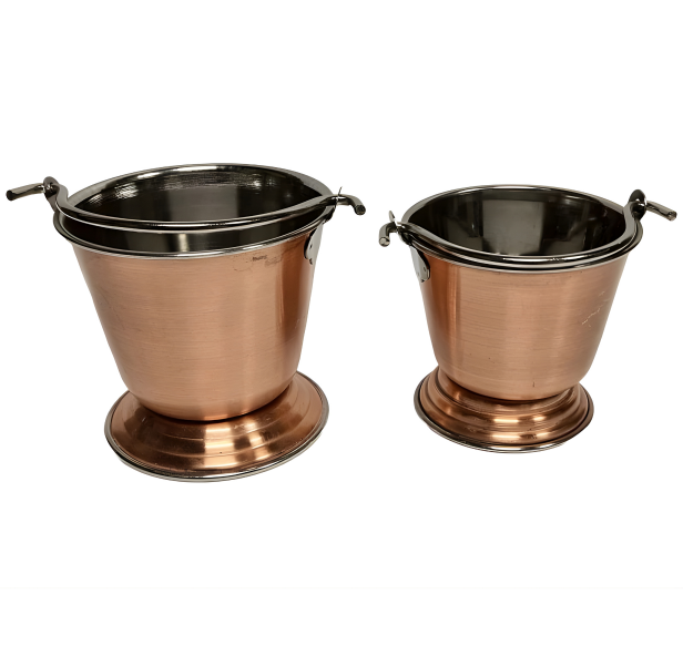 Copper Stainless Steel Bucket (Balti) Serving Ware (Plain) - 2 Sizes
