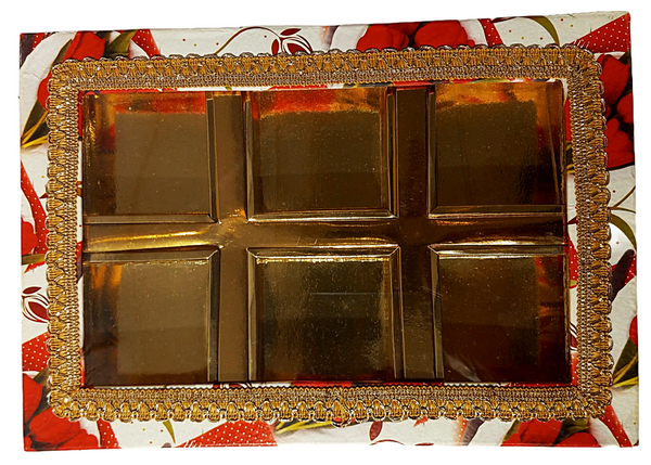 Empty DryFruit Boxes in Rectangle Shape - 6 Compartment (600Gms) - 13 x9"