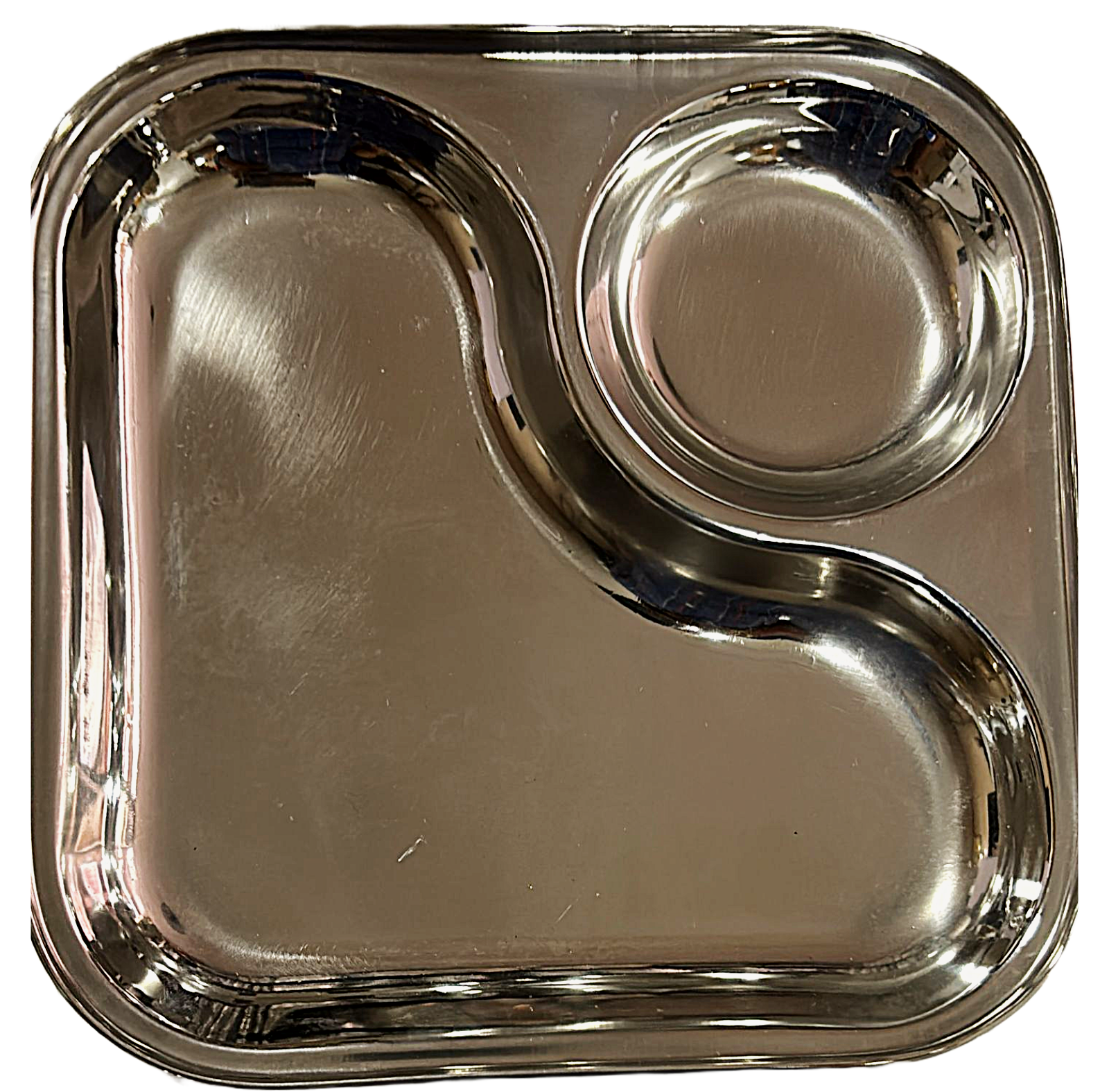 Stainless Steel Thali/Plate 2 compartment (6Pcs Set)