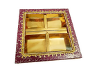 Empty DryFruit Boxes in Square Shape - 4 Compartment (maroon)