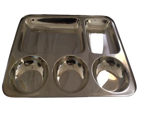 Stainless Steel Rectangle Thali - 5 Compartments