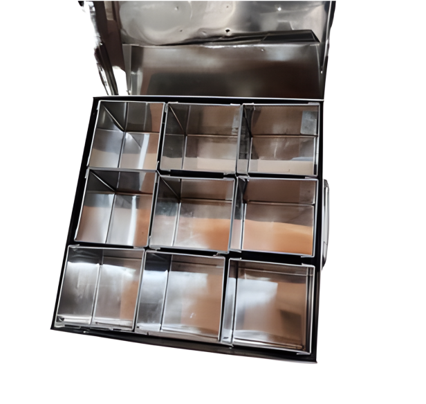 Stainless  Steel Masala / Spices Dabba  with 9 large container inside with tight Lid