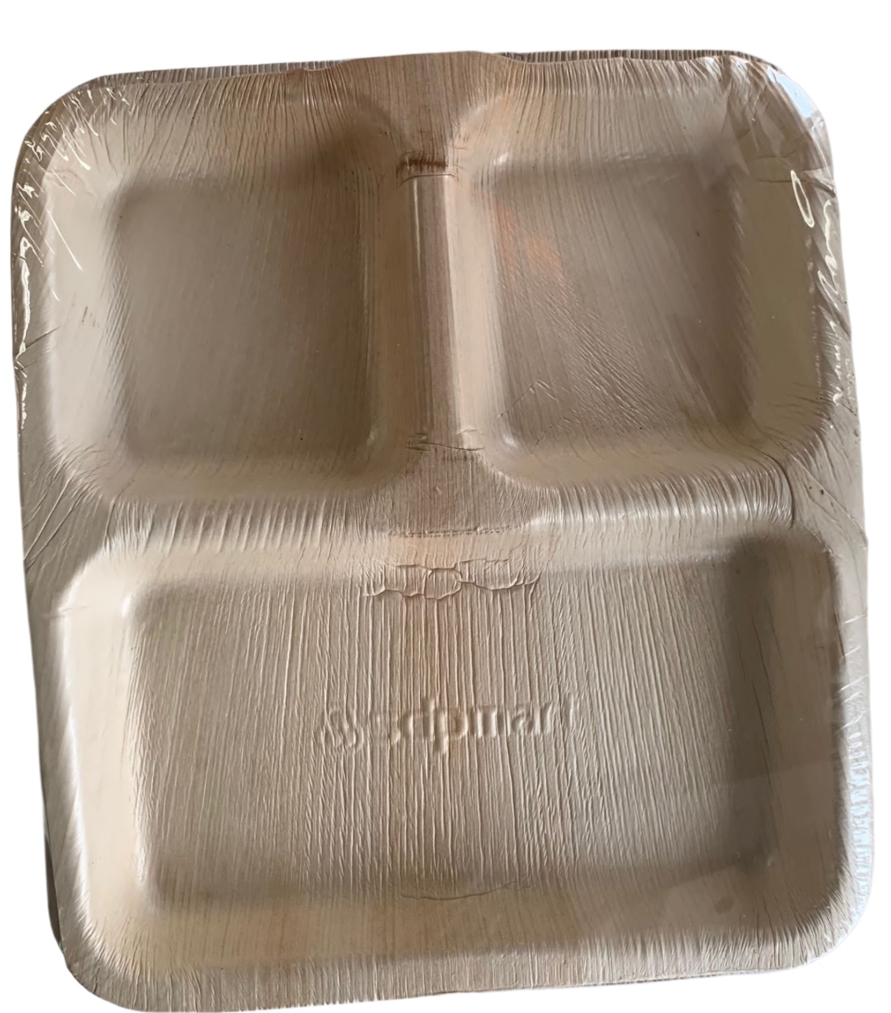 Eco-Friendly Disposable Rectangle Plates in 3Comp - 8 x 9" (Pack of 25 Pcs)