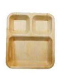 Eco-Friendly Disposable Rectangle Plates in 3Comp - 8 x 9" (Pack of 25 Pcs)