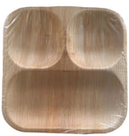Eco-Friendly Disposable Square Plates in 3Comp - 9 x 9" (Pack of 25 Pcs)