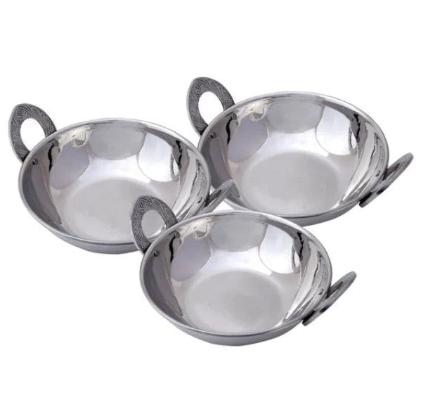 Stainless Steel Kadai for Serving (Plain) (3 Sizes)