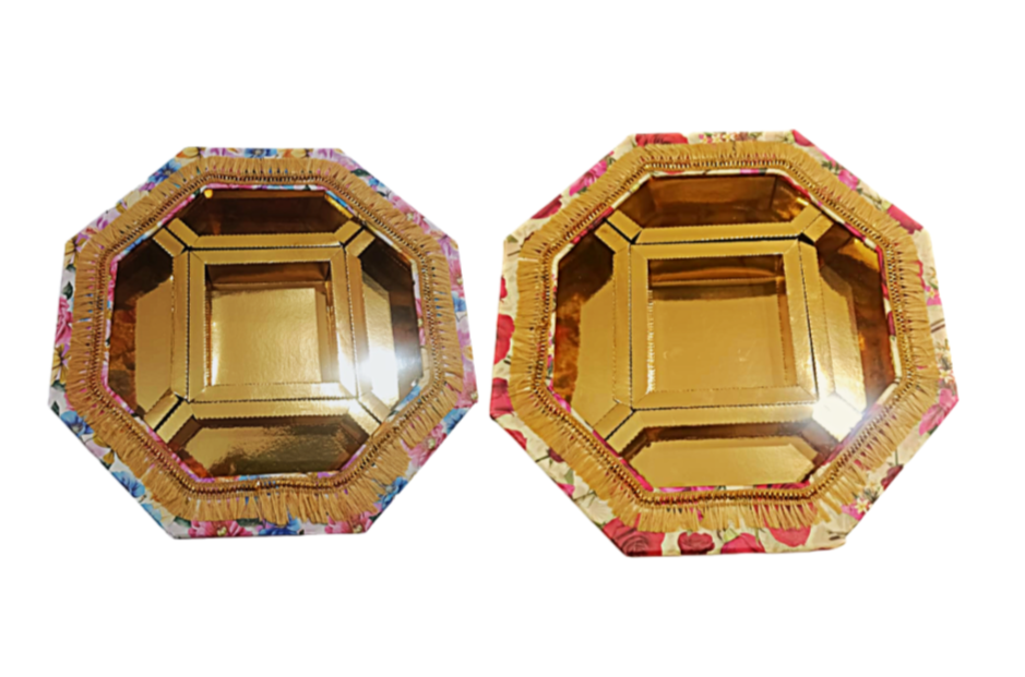 Empty Dry Fruit Boxes in Octagon Shape (Assorted Colors) - 5 Compartment