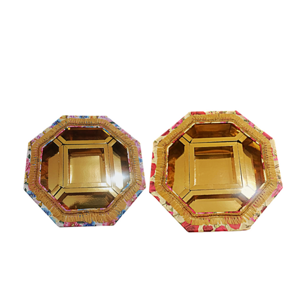 Empty Dry Fruit Boxes in Octagon Shape (Assorted Colors) - 5 Compartment