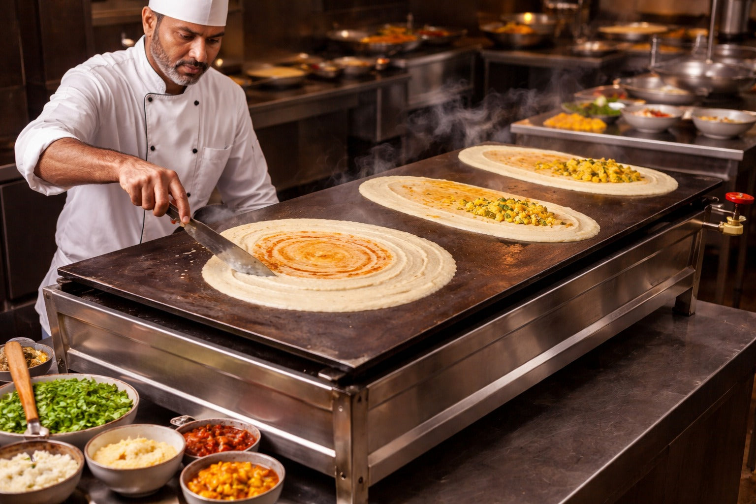 Large Dosa Bhatti Iron Tava / Grill for Restaurant / Catering - 39 x 15 x 13 Inch