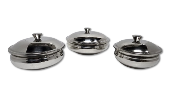 Stainless Steel Handi Plain with Lid serving ware ( 3 sizes )