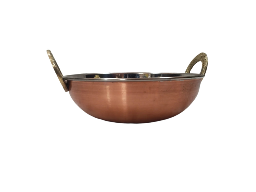 Copper Stainless steel Kadai serving ware (Plain) - 3 Sizes