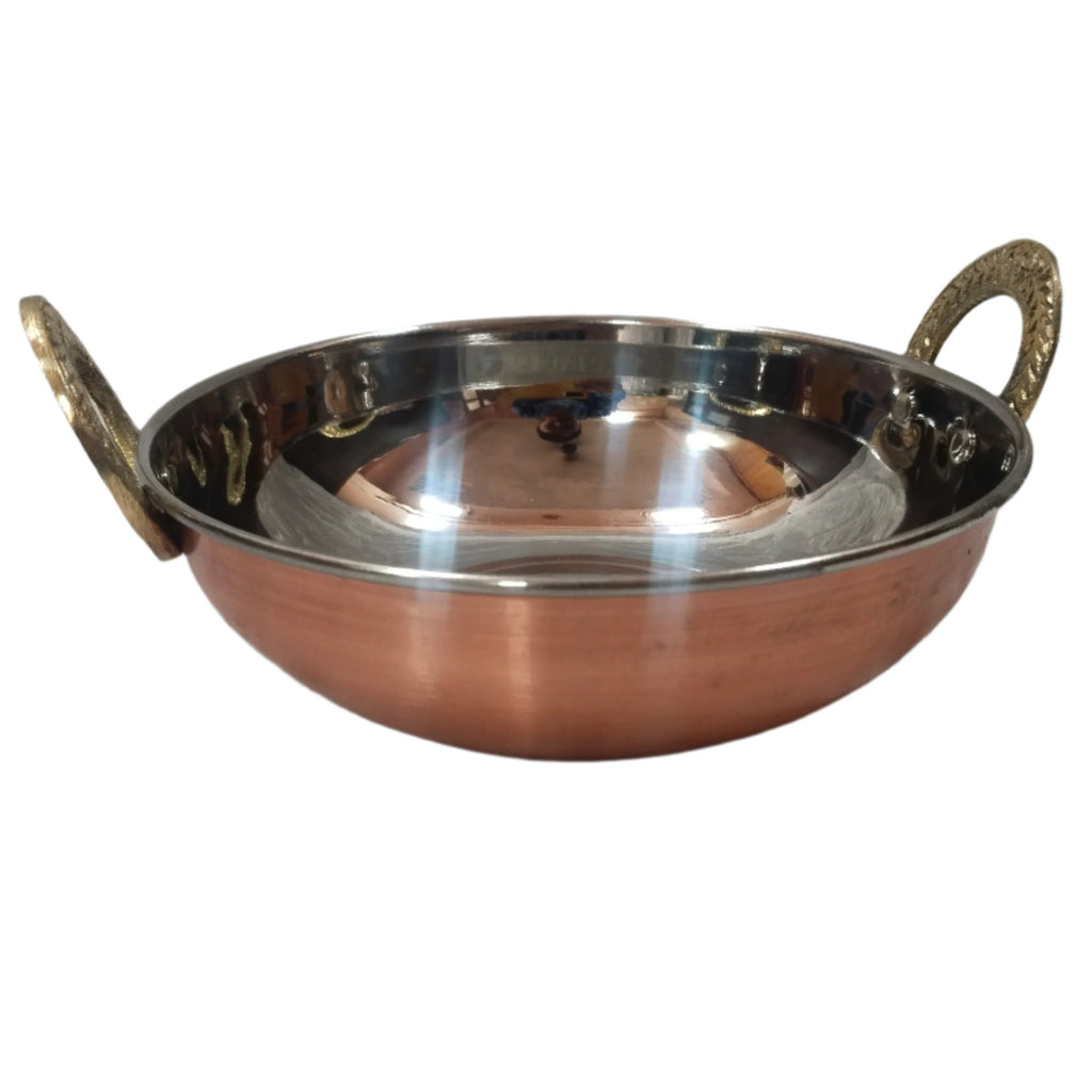 Copper Stainless steel Kadai serving ware (Plain) - 3 Sizes