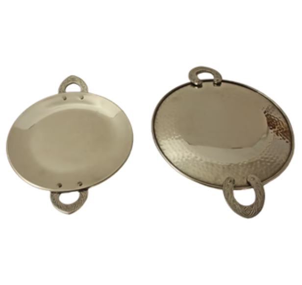 Stainless Steel Hammered Tawa For Serving (3 Sizes)