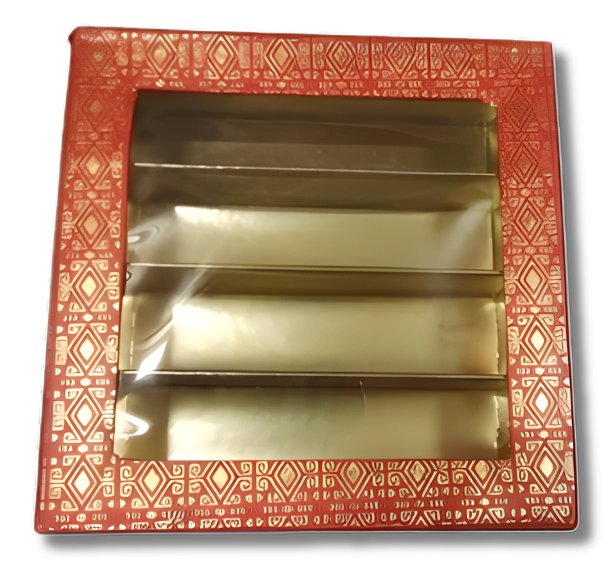 Red & Golden Design Square Empty Sweet Boxes - 500 Gm