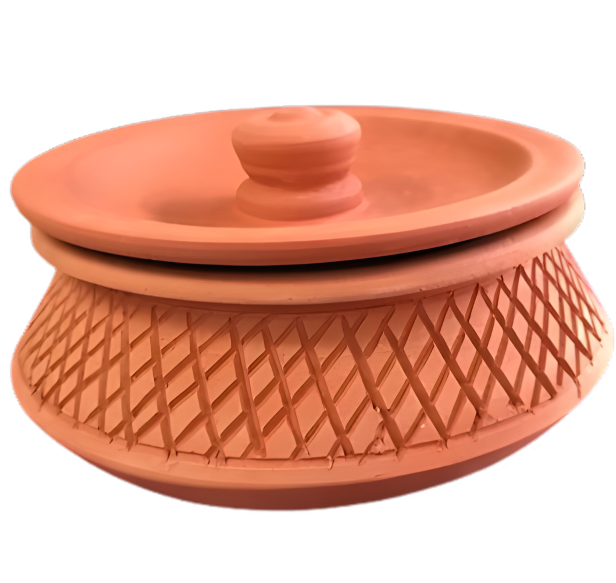 Clay Cooking Handi, Undhiyu / Biryani / Curry Making Earthen Pot (Matla) 8"