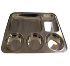 Stainless Steel Rectangle Thali - 5 Compartments