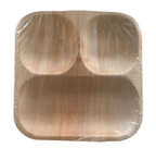 Eco-Friendly Disposable Square Plates in 3Comp - 9 x 9" (Pack of 25 Pcs)