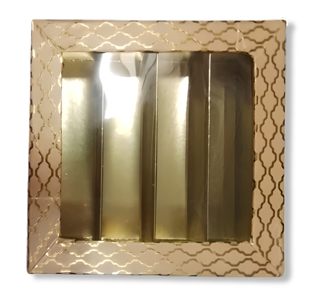 Peach Golden Design Square Empty Sweet Boxes - 500 Gm