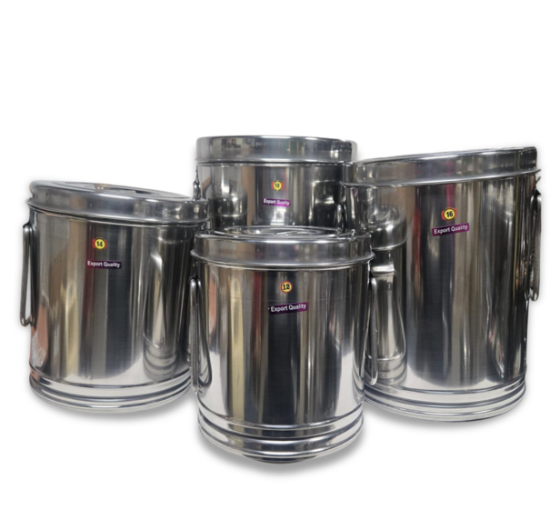Stainless Steel Round Canister / Atta Dubba (Container/Dabba) w/ Handle