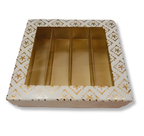 White Golden Design Square Empty Sweet Boxes - 500 Gm