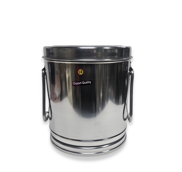Stainless Steel Round Canister / Atta Dubba (Container/Dabba) w/ Handle