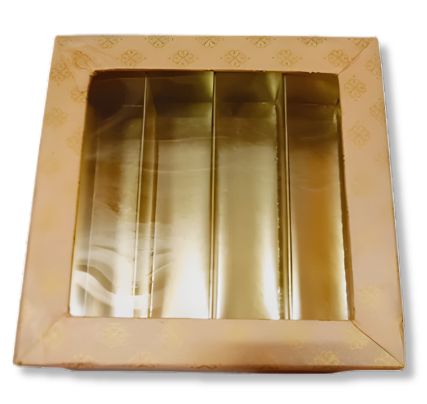 Peach Flower Design Square Empty Sweet Boxes - 500 Gm
