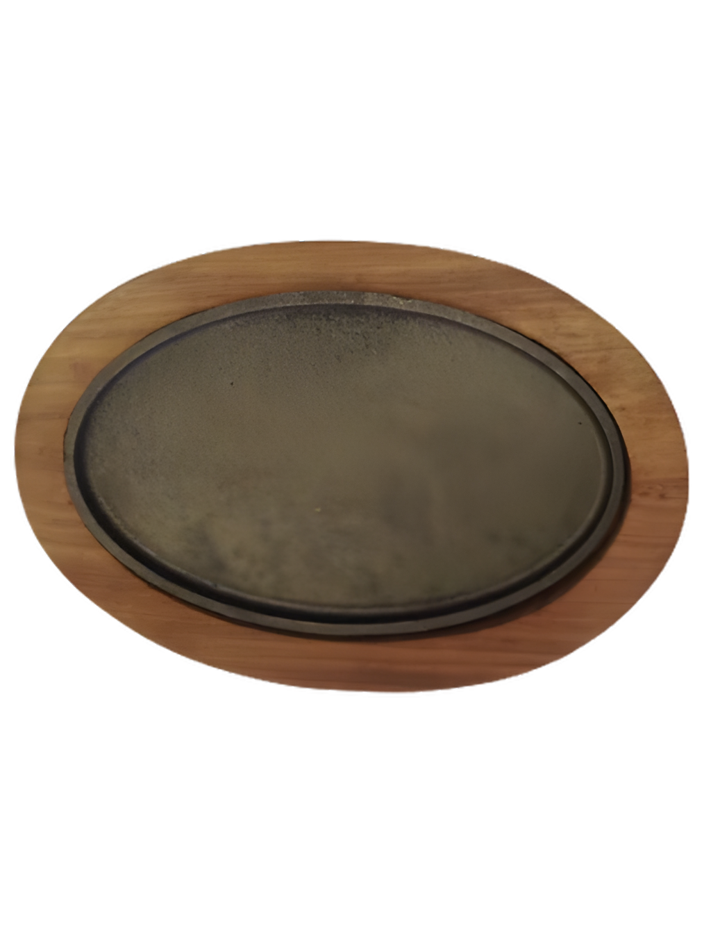Oval Wooden Sizzler Plate with Wooden Base 2