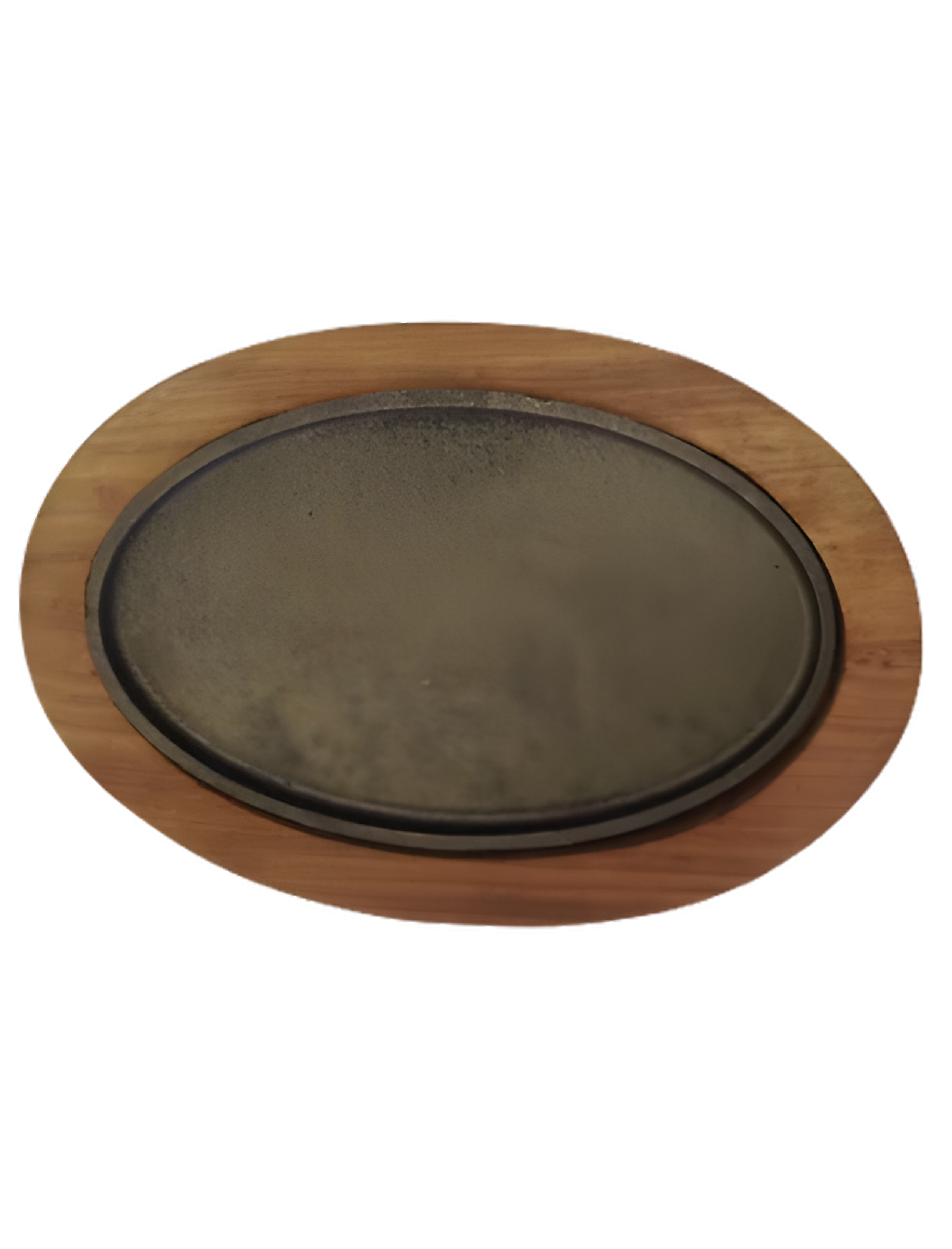 Oval Wooden Sizzler Plate with Wooden Base 2