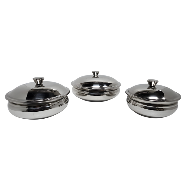 Stainless Steel Handi Plain with Lid serving ware ( 3 sizes )