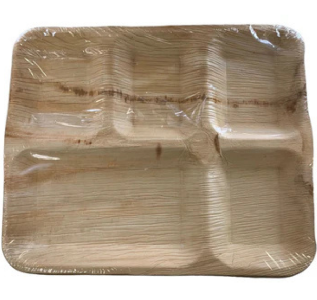 Eco-Friendly Disposable Rec. Plates in 5Comp - 12 x 10" (Pack of 25 Pcs)