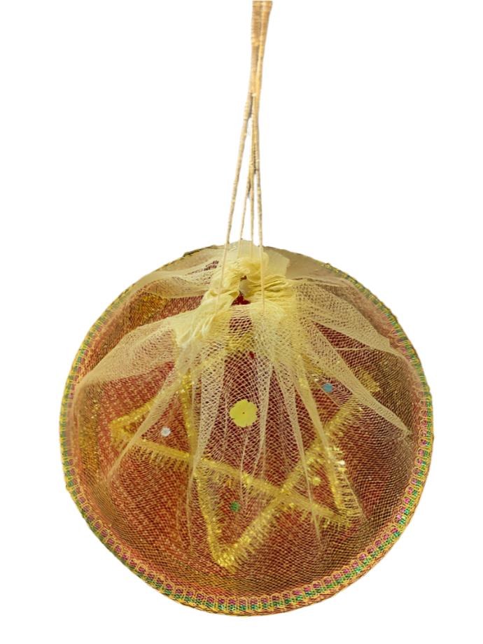 Decorative Red Bandhani Chhab w/Jholla(Net) (Size - 16")