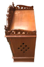 Wooden Puja Mandir for Home w/ Carving & Bells on Doors - 21"- LI41