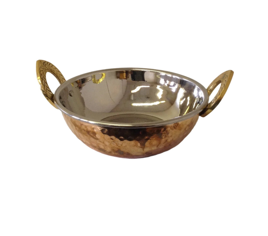 Copper Stainless Steel Hammered Kadai (3 Sizes)