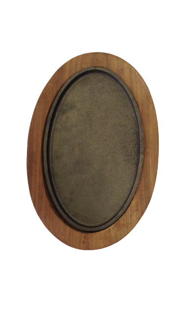 Oval Wooden Sizzler Plate with Wooden Base 2