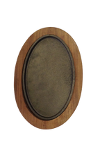 Oval Wooden Sizzler Plate with Wooden Base 2